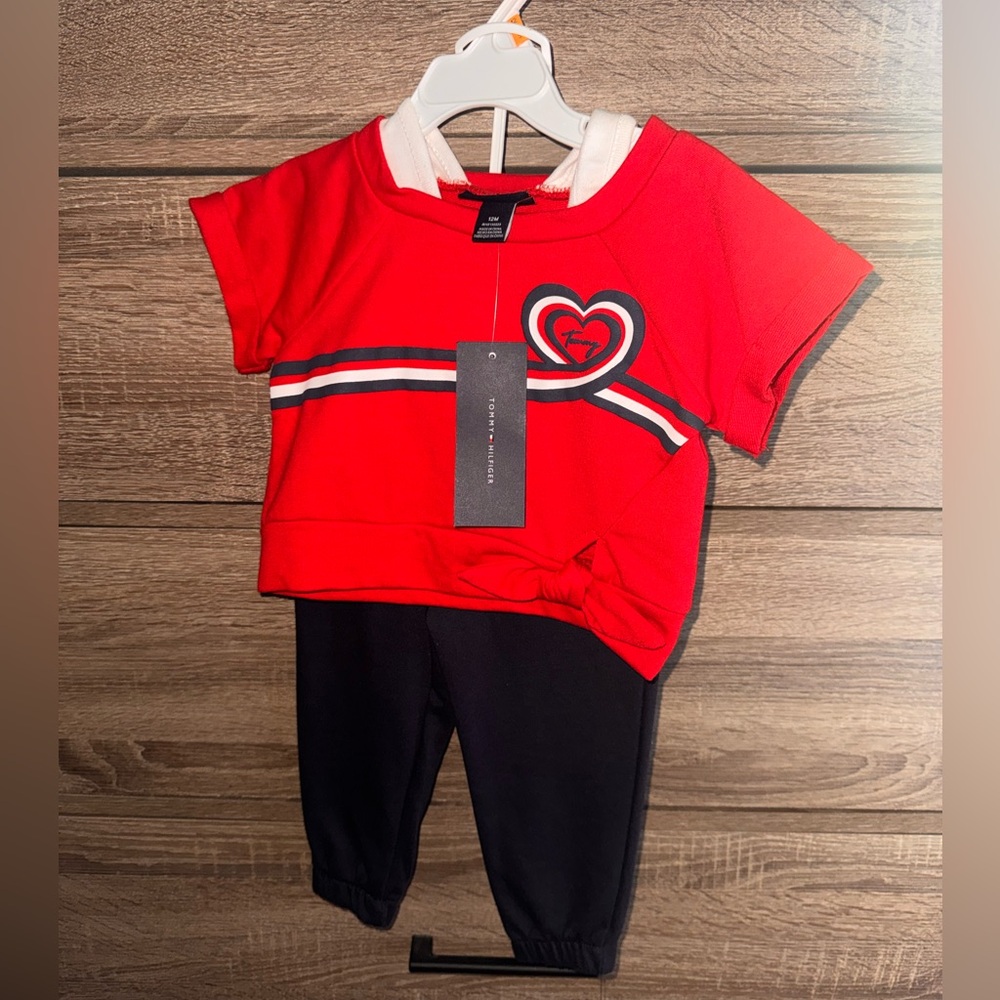 Tommy Hilfiger Red and Black Heart Baby Set